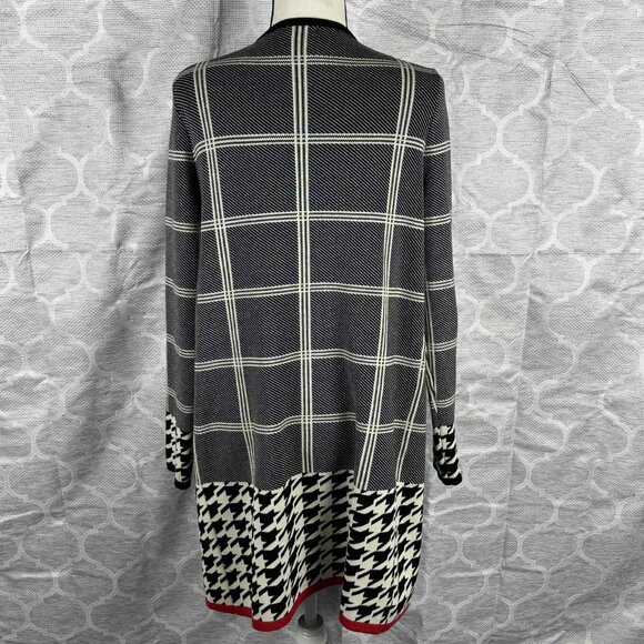 Venus Open Front Cardigan | Size L | Plaid & Houndstooth Knit Wrap Jacket - Picture 5 of 8